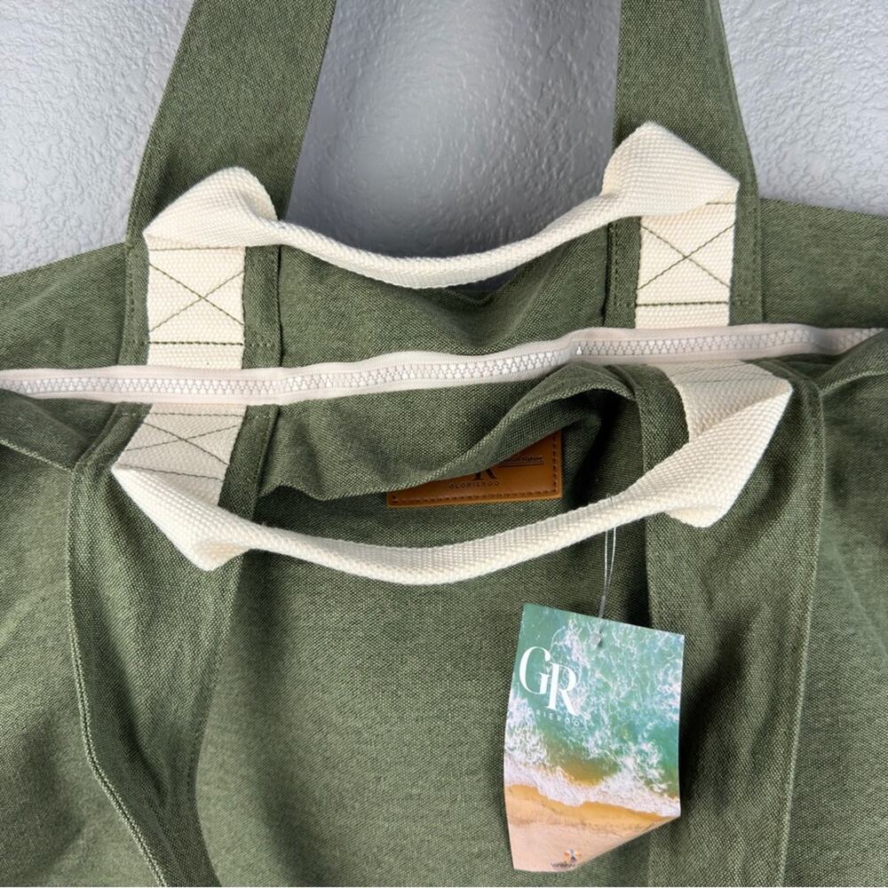 NWT Olive Green Tote Extra Jumbo Large Beach Bag - Picture 5 of 11